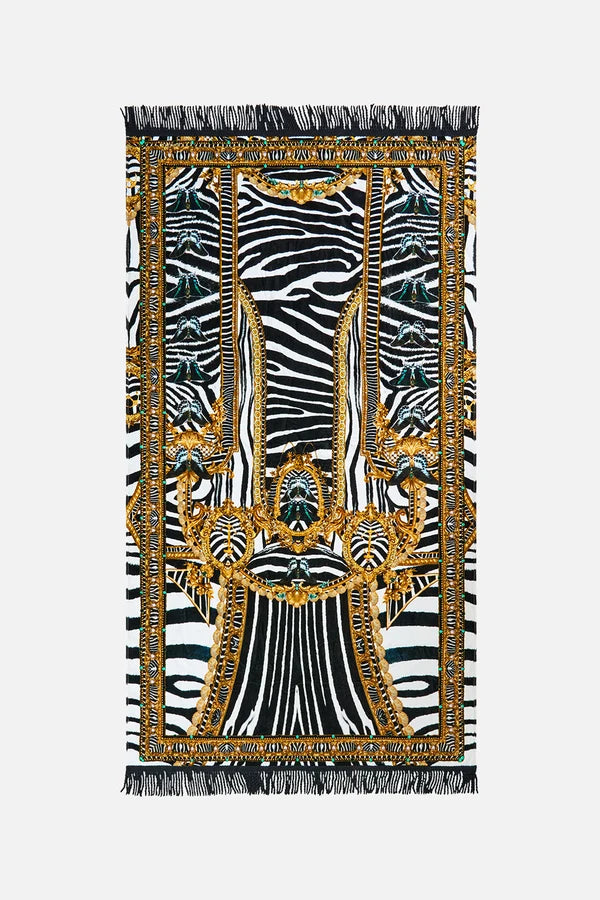 Camilla Zig Zag Zoo Beach Towel with Fringe