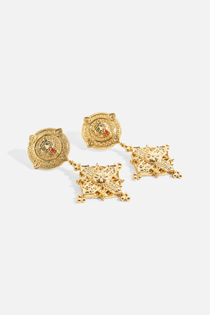 Camilla Gold Imperial Idol Pendant Earrings