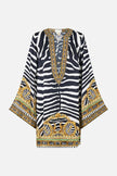 Camilla Zig Zag Zoo Deep V Neck Hardware Short Kaftan