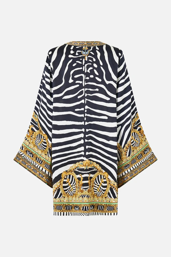 Camilla Zig Zag Zoo Deep V Neck Hardware Short Kaftan