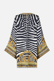 Camilla Zig Zag Zoo Deep V Neck Hardware Short Kaftan