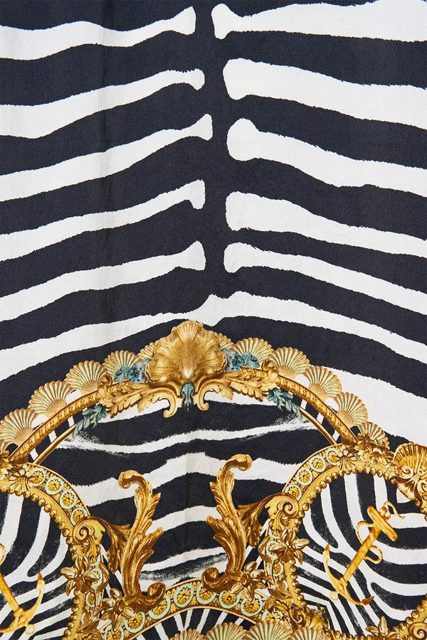 Camilla Zig Zag Zoo Deep V Neck Hardware Short Kaftan