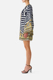 Camilla Zig Zag Zoo Deep V Neck Hardware Short Kaftan
