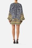 Camilla Zig Zag Zoo Deep V Neck Hardware Short Kaftan