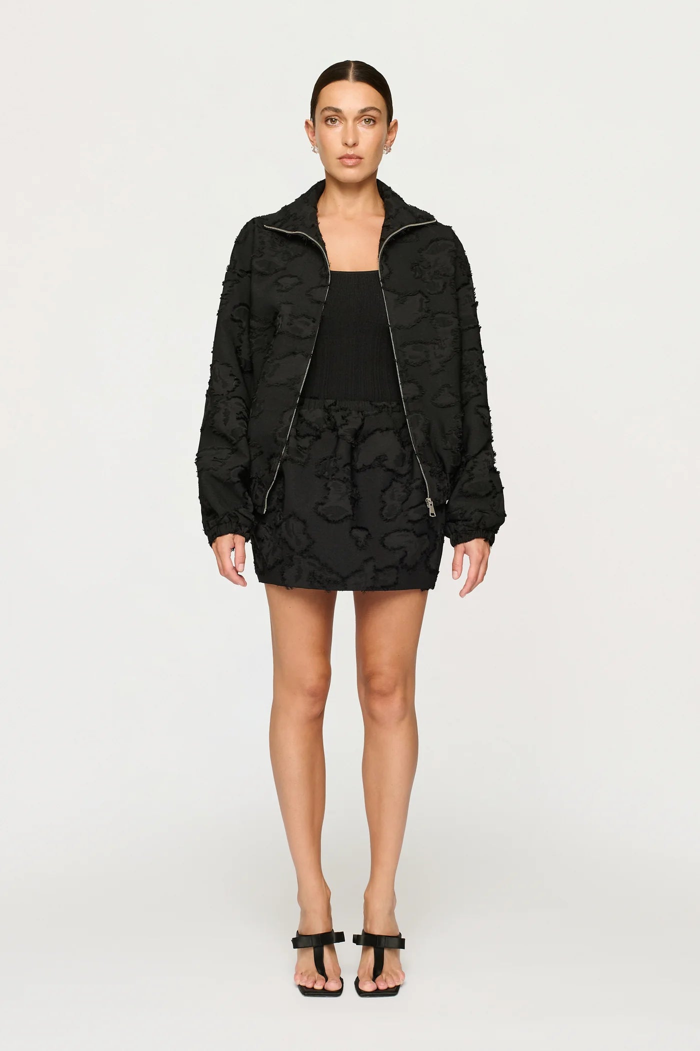CLEA Valor Bomber Black Clipped Jacquard