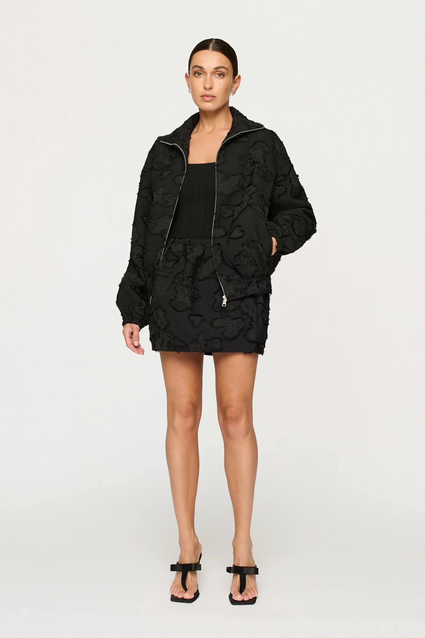 CLEA Valor Bomber Black Clipped Jacquard