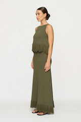 CLEA Clarissa Fringe Knit Skirt - Hunter