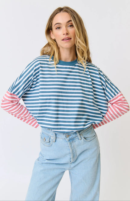 cartel & willow Joley Long Sleeve - Pacific/Dusty Rose