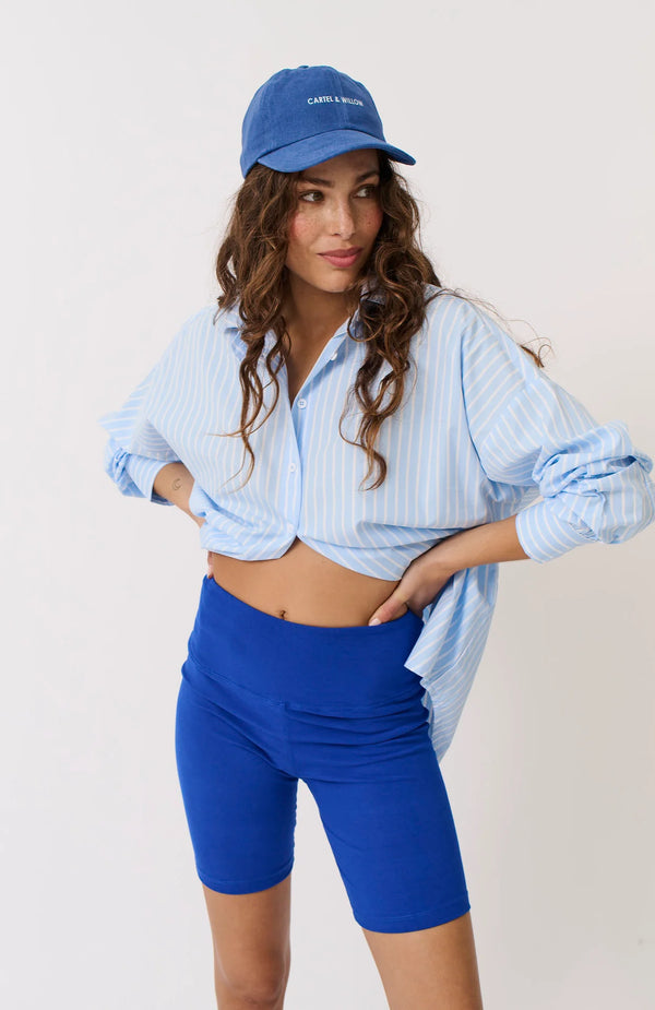 cartel & willow Tammy Shirt - Aqua Stripe