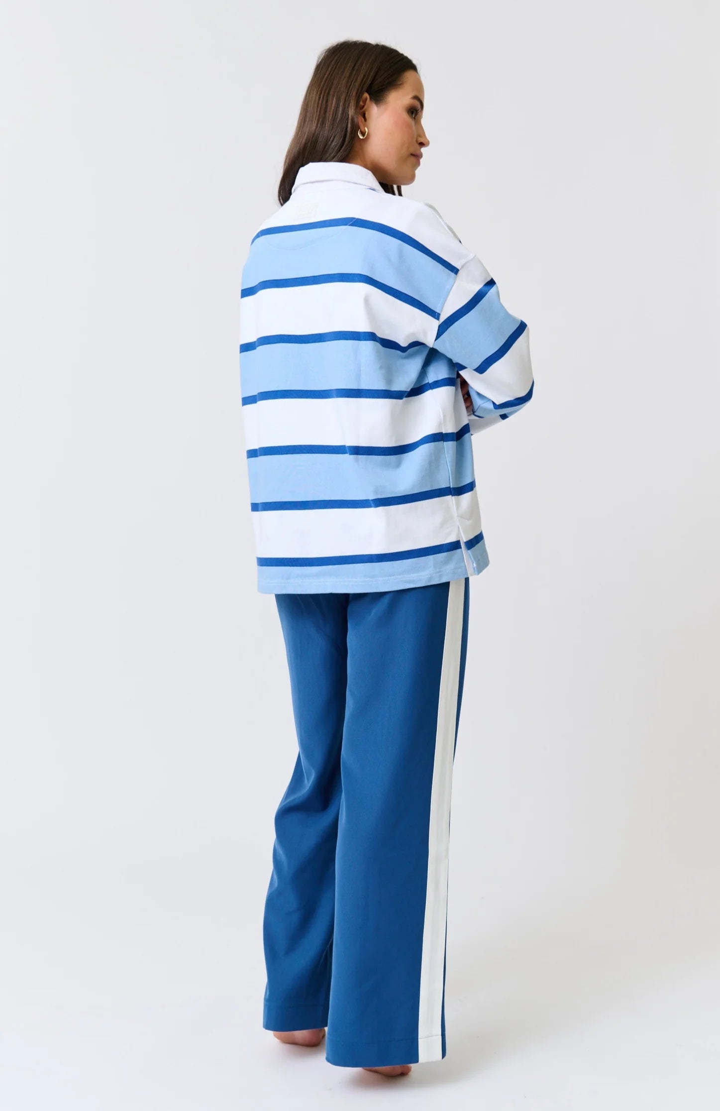 cartel & willow Ronnie Rugby Shirt - Sky Stripe