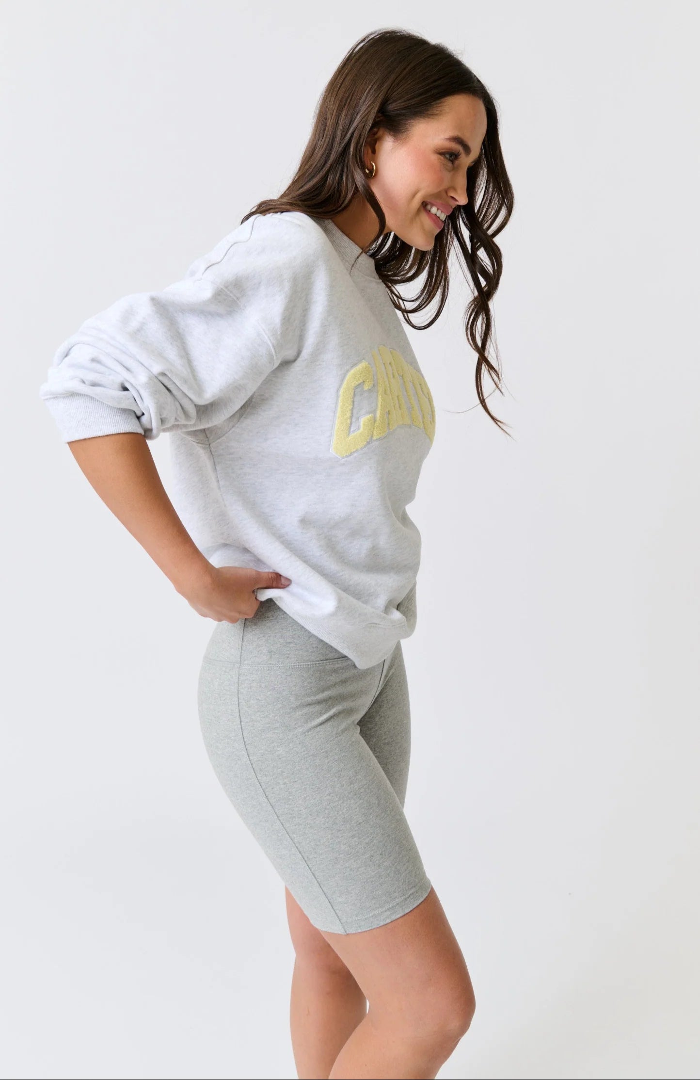 cartel & willow Nina Sweater - Grey Marle Varsity