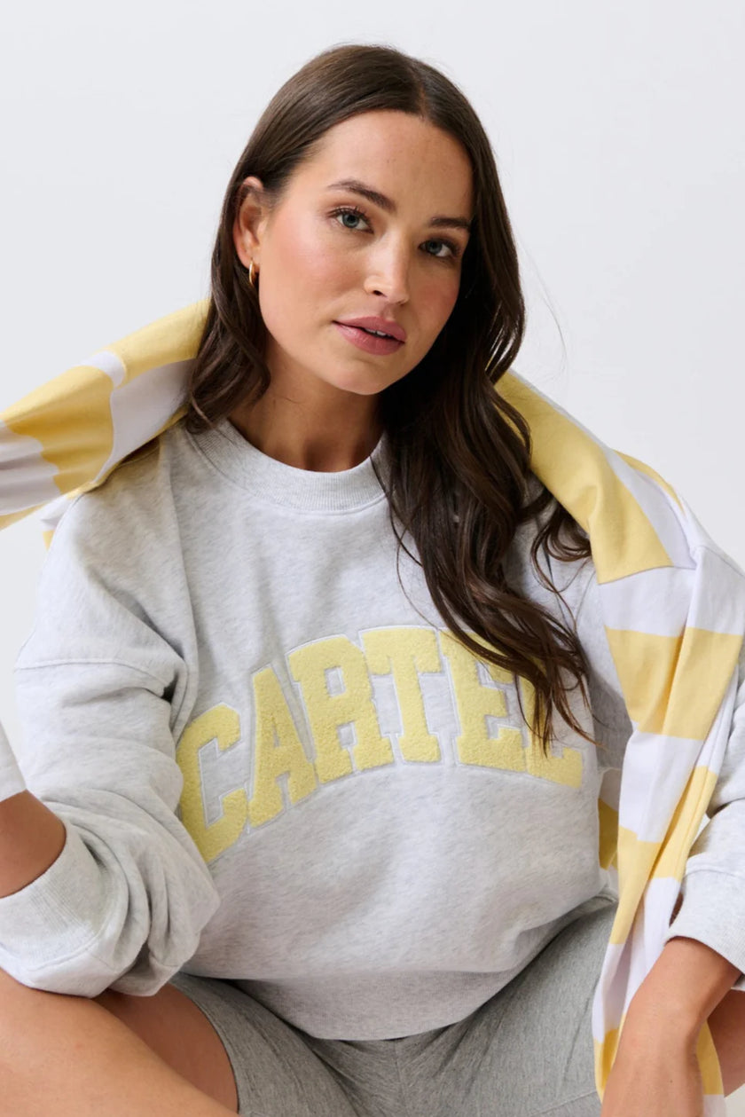 cartel & willow Nina Sweater - Grey Marle Varsity