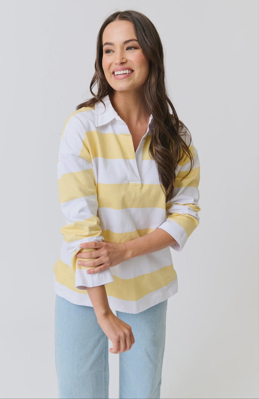 cartel & willow Lily Rugby Shirt - Banana Stripe