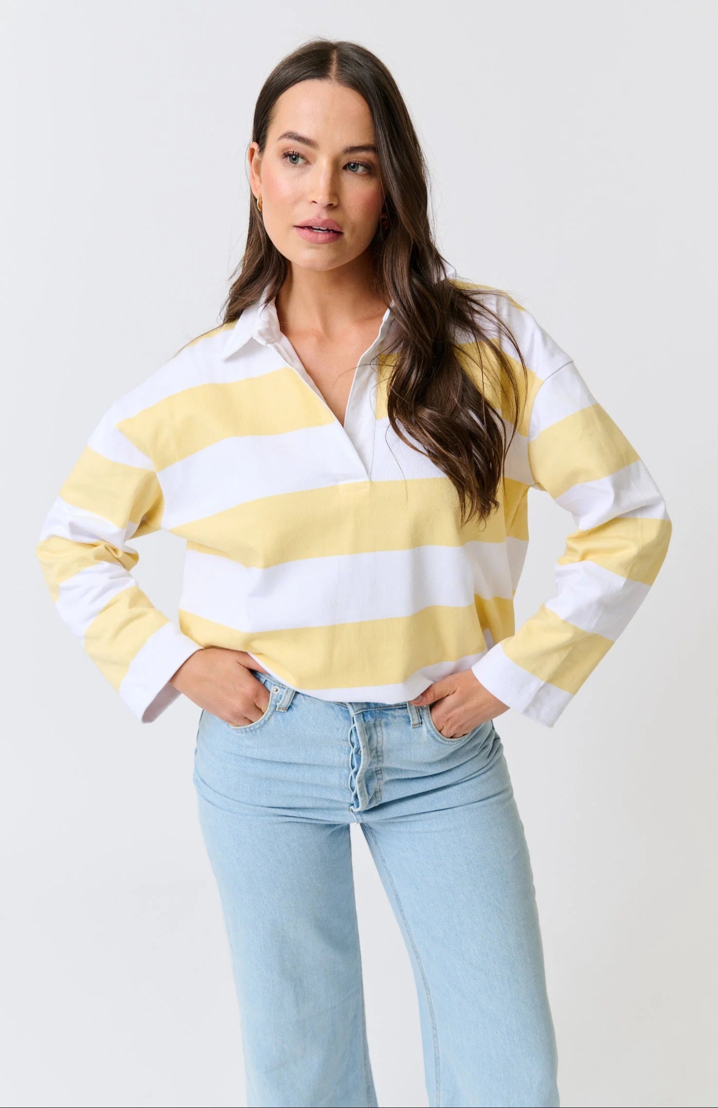 cartel & willow Lily Rugby Shirt - Banana Stripe