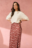 cartel & willow Millie Slip Skirt - Rust/Cream Spot