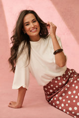 cartel & willow Millie Slip Skirt - Rust/Cream Spot