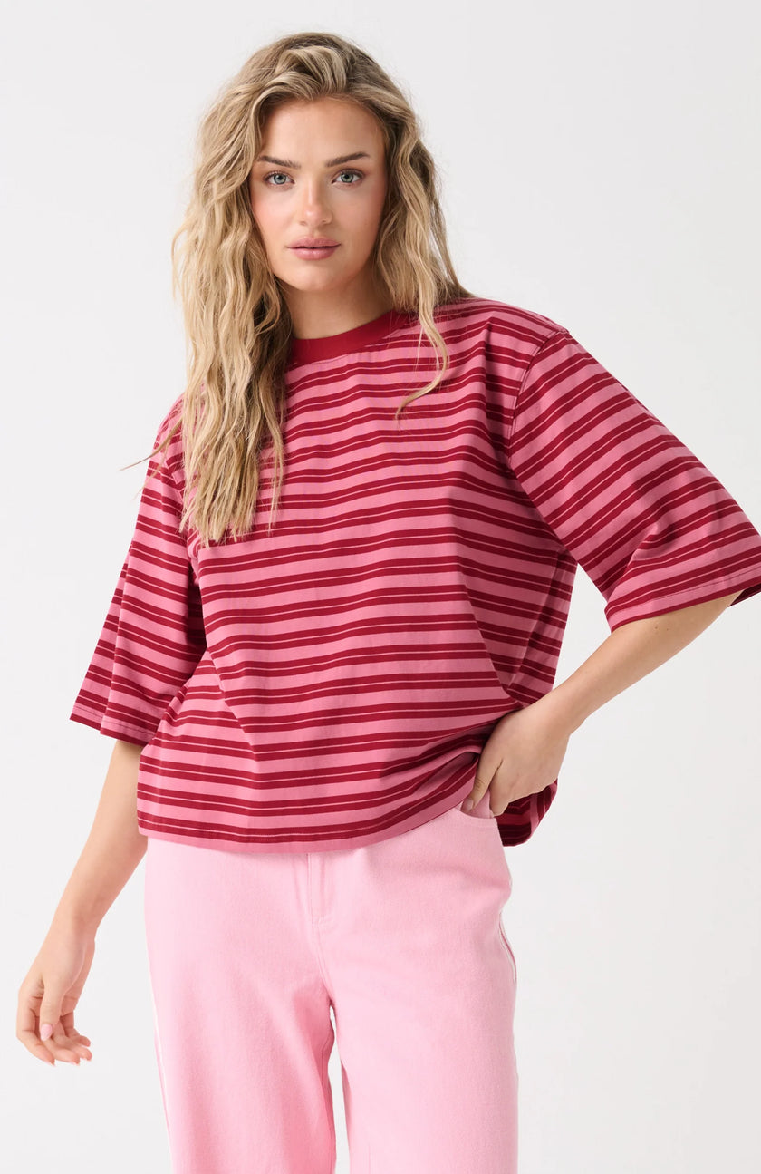 cartel & willow Hallie Tee - Boysenberry Stripe