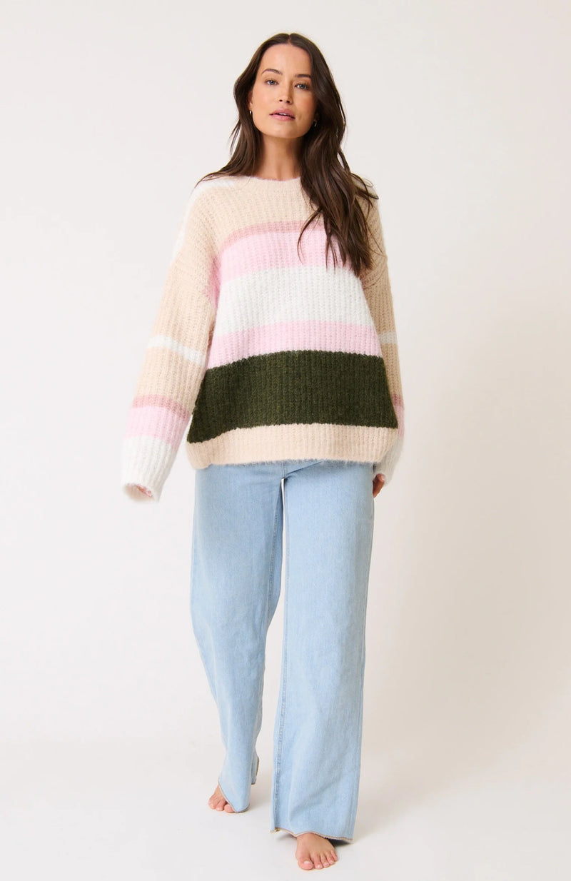cartel & willow Kai Knit Sweater - Khaki Stripe