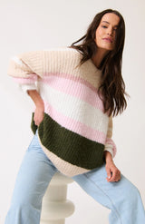 cartel & willow Kai Knit Sweater - Khaki Stripe