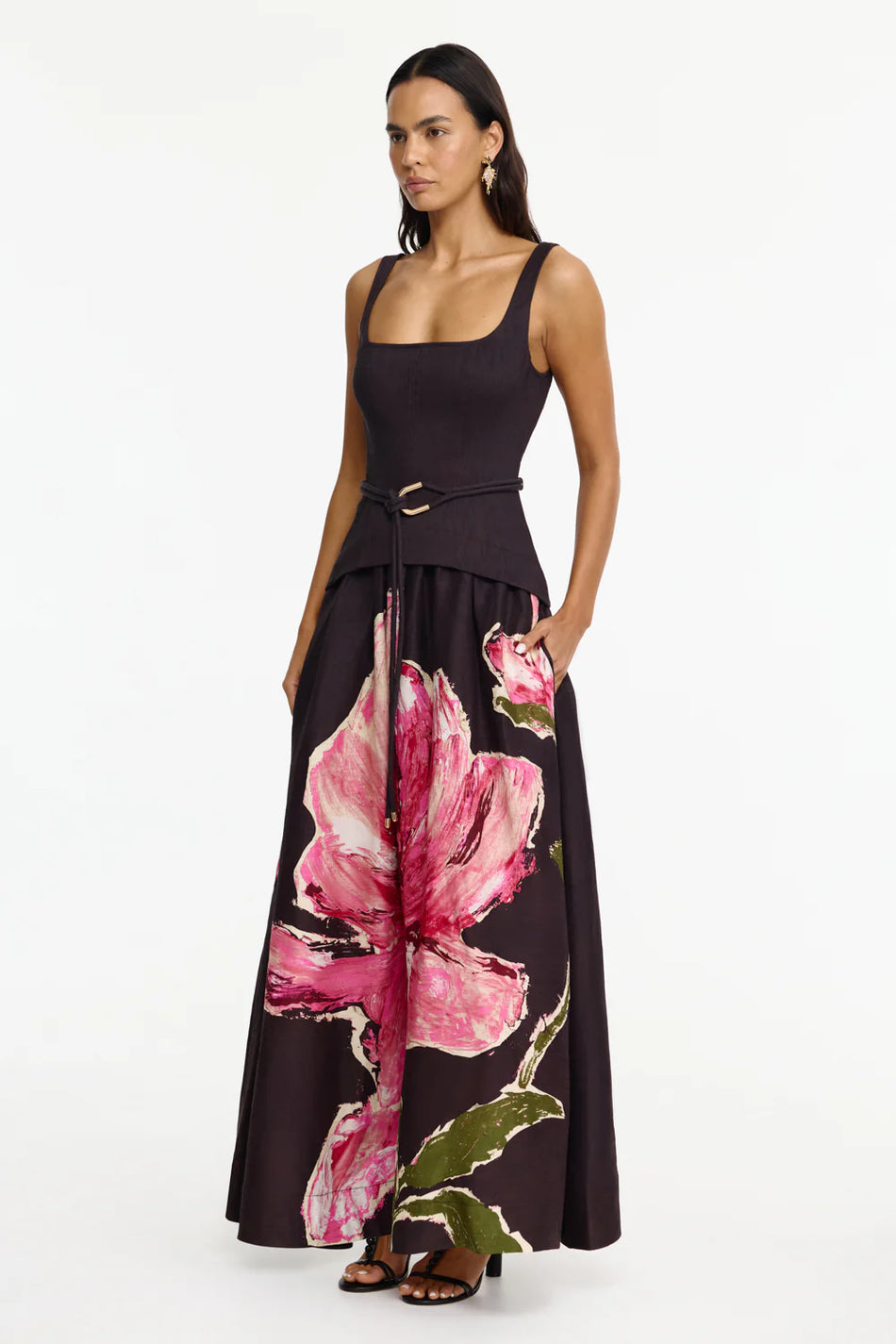 Acler Actonhill Maxi Dress - Garnet Magnolia