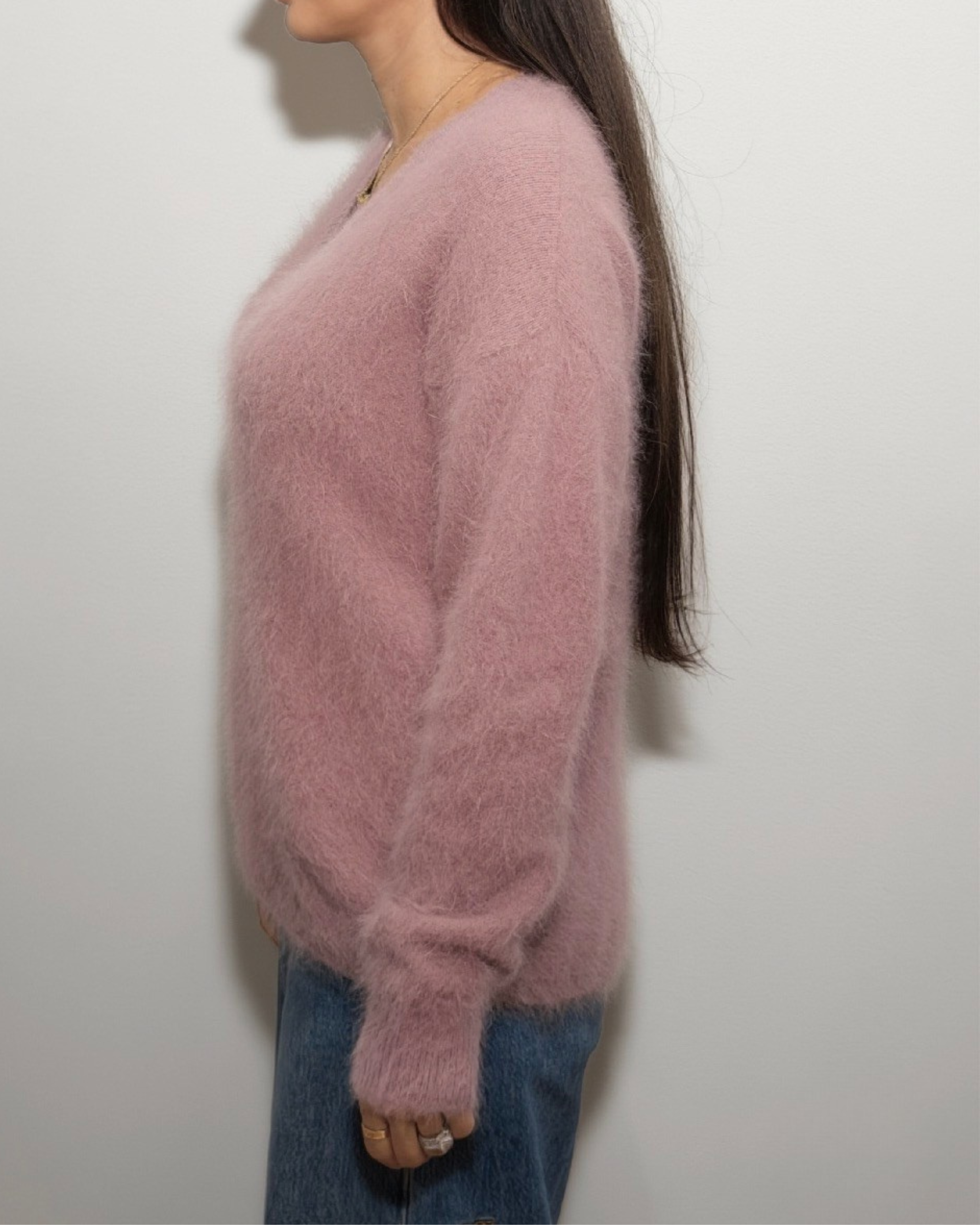 HONEY L/S V Neck Cashmere Knit - Dark Mulberry