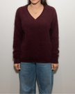 HONEY L/S V Neck Cashmere Knit - Raisin