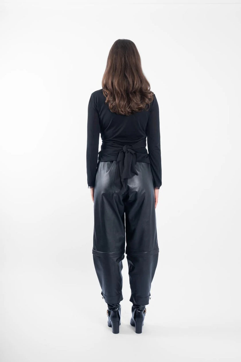 M.A. Dainty Trucker Jean - Black Leather