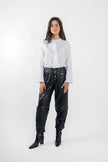 M.A. Dainty Trucker Jean - Black Leather