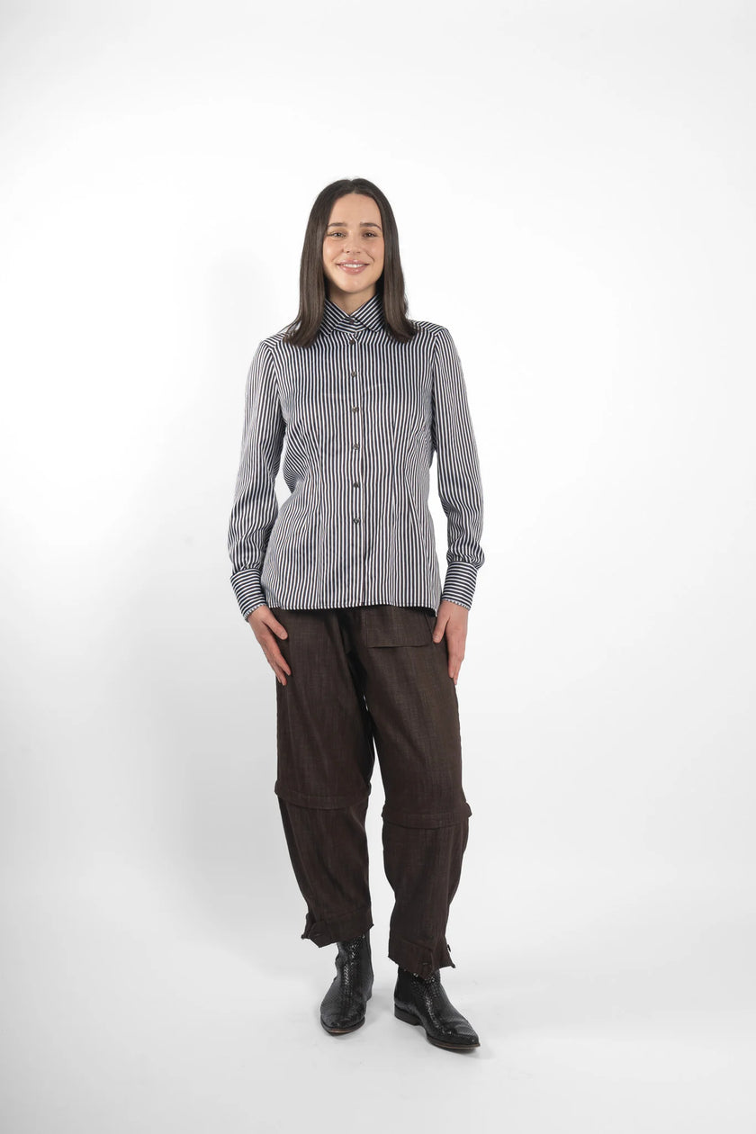 M.A. Dainty Keyes Shirt - Blue/Brown Stripe