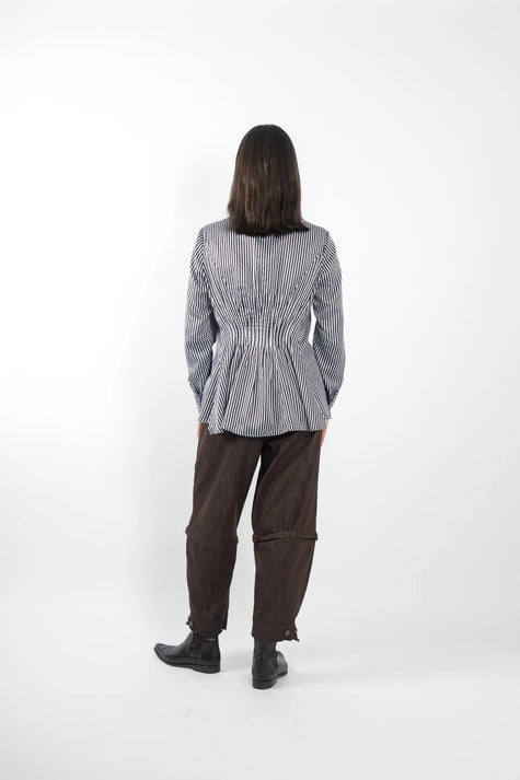 M.A. Dainty Keyes Shirt - Blue/Brown Stripe