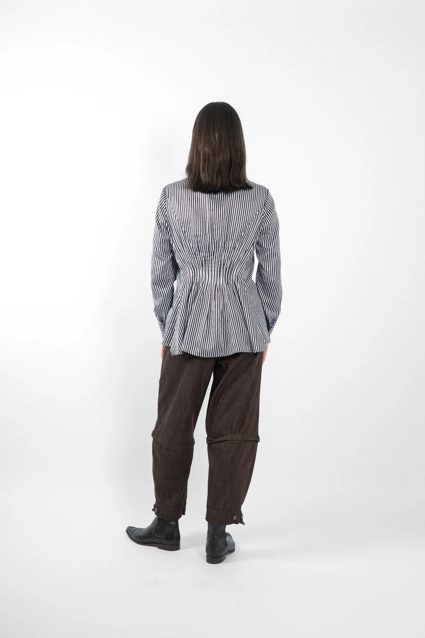 M.A. Dainty Keyes Shirt - Blue/Brown Stripe