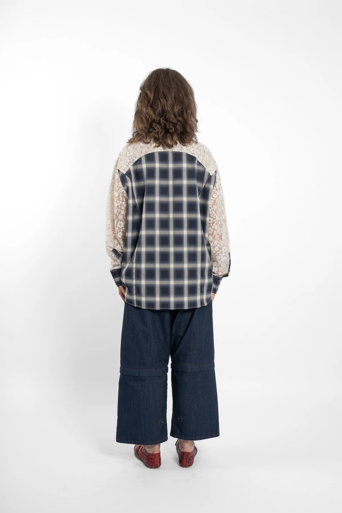 M.A. Dainty Cupido Shirt - Plaid/Lace