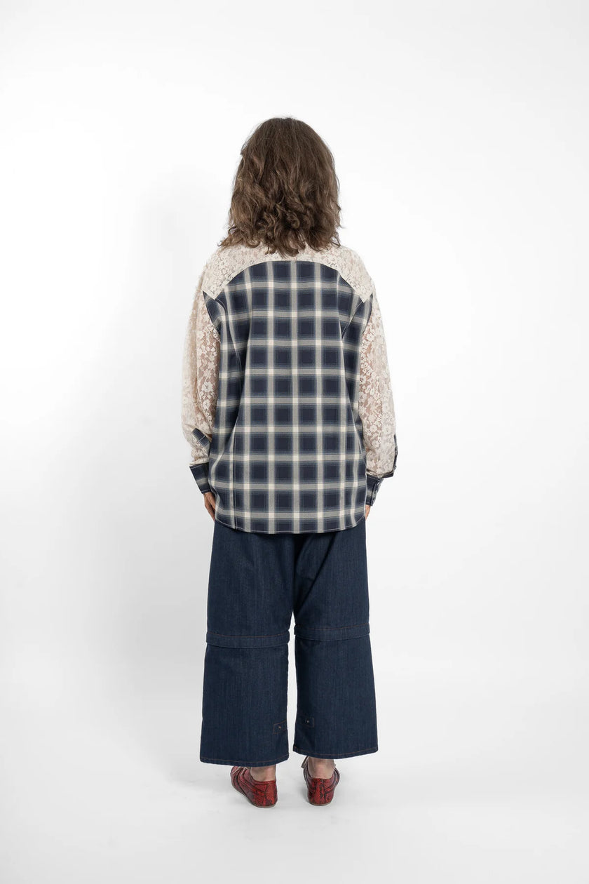 M.A. Dainty Cupido Shirt - Plaid/Lace