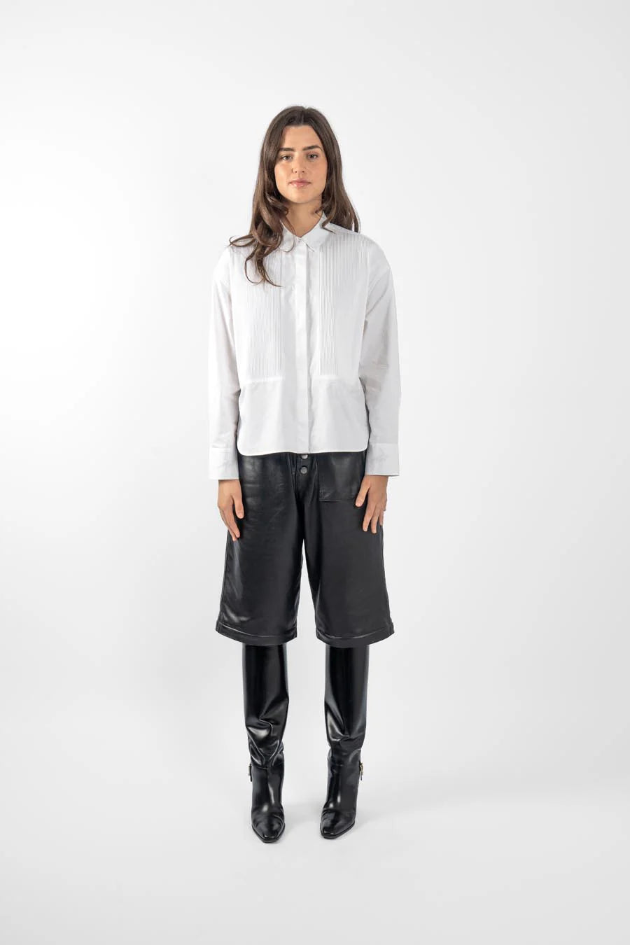 M.A. Dainty Trucker Jean - Black Leather