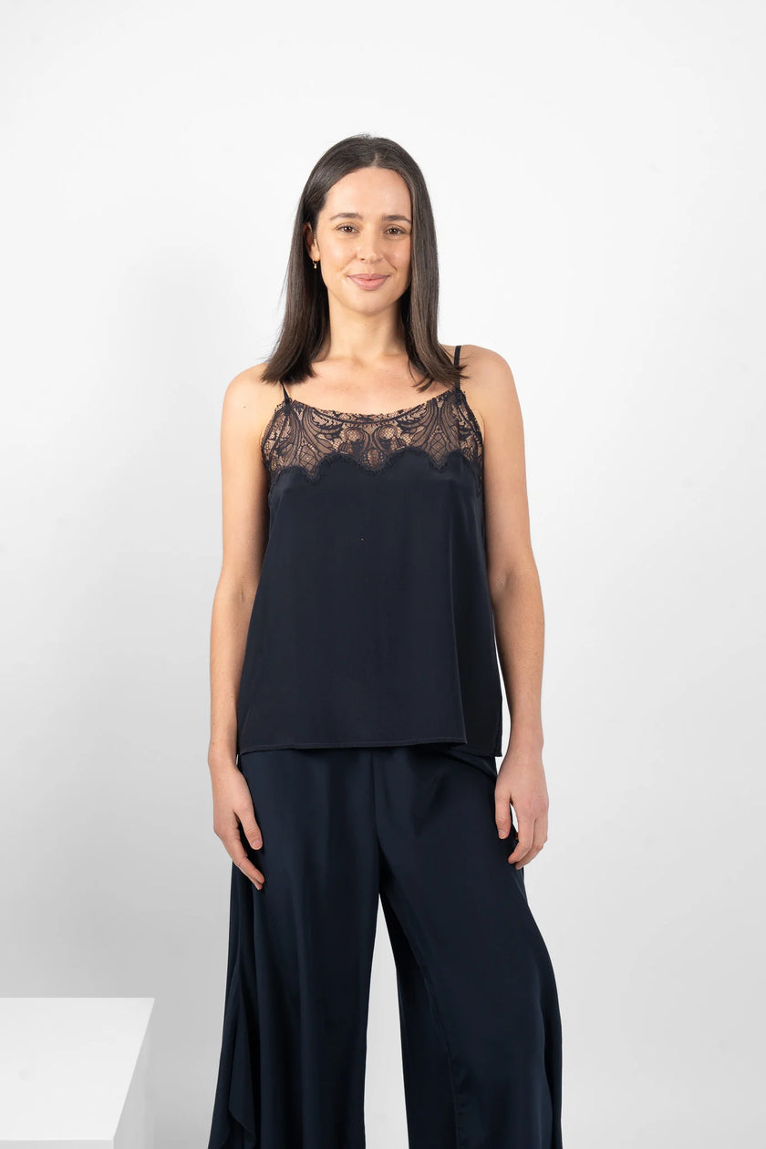 M.A. Dainty Tambourine Cami - Navy1