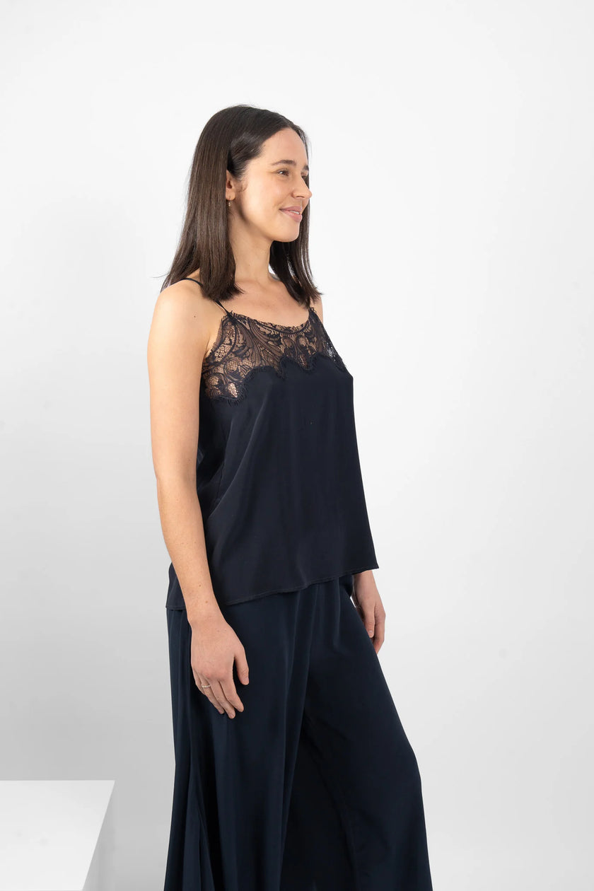 M.A. Dainty Tambourine Cami - Navy1