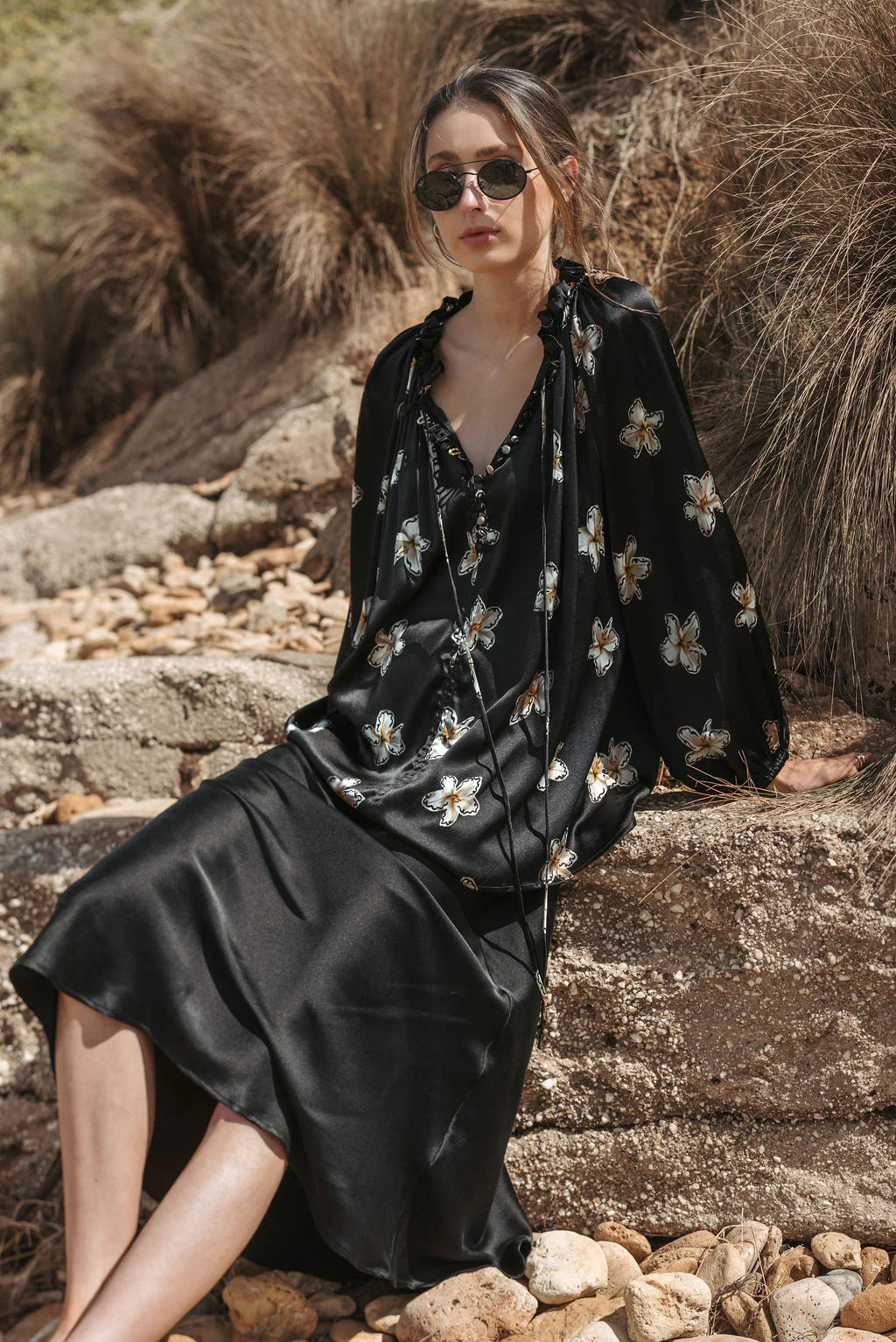 RALF Studios Shelly Top - Black Lillies