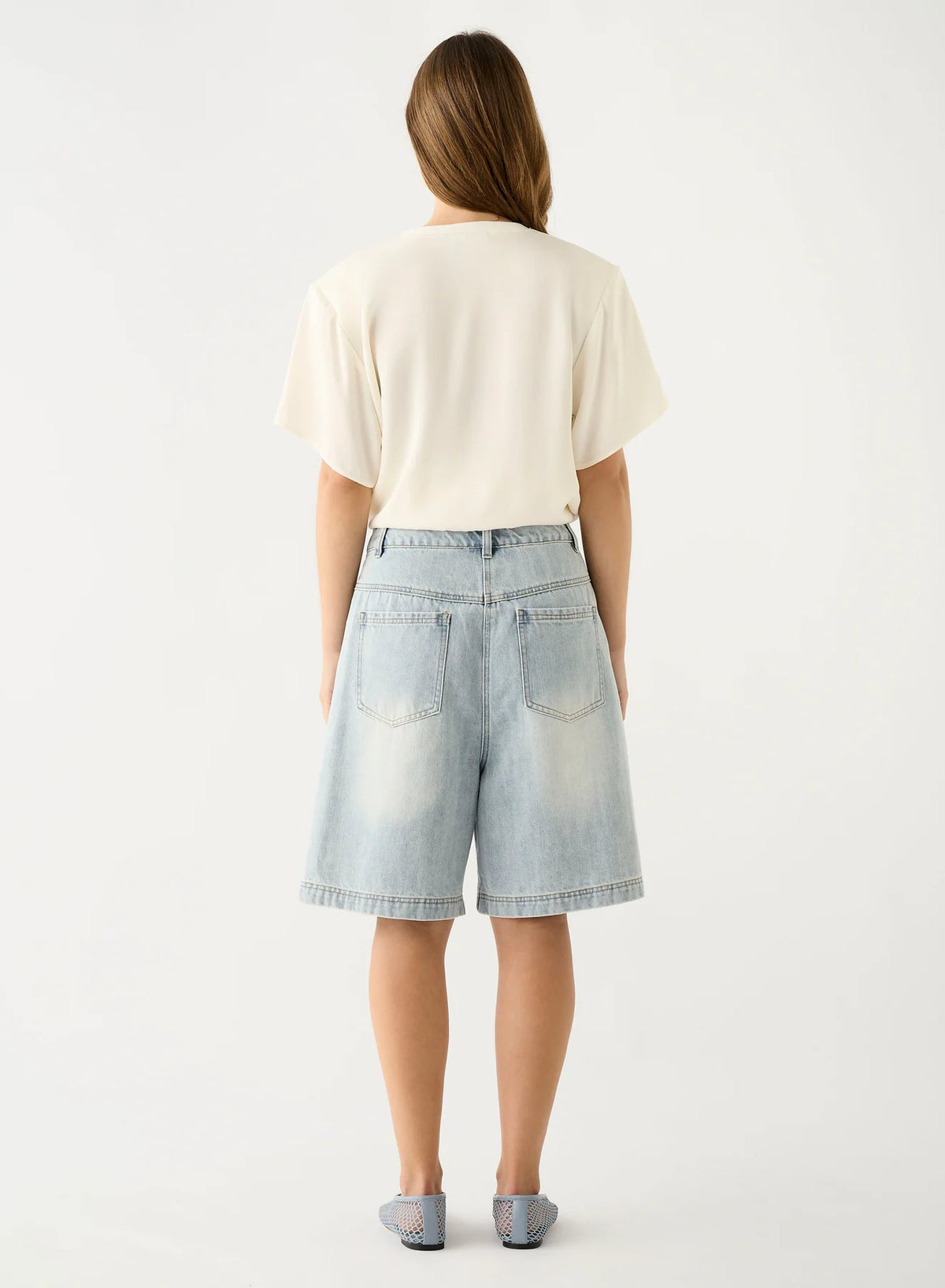 ESMAEE Bayview Denim Bermuda Shorts - Ice Blue Denim