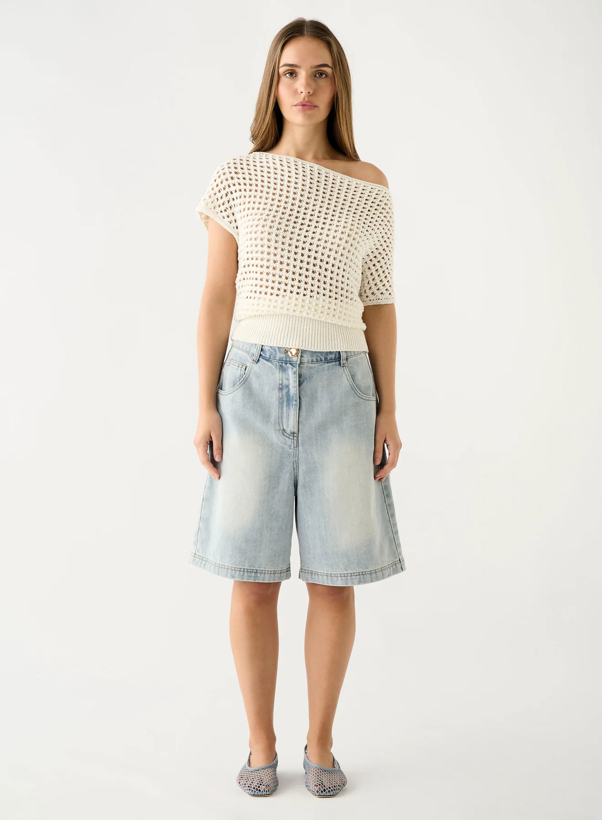 ESMAEE Bayview Denim Bermuda Shorts - Ice Blue Denim