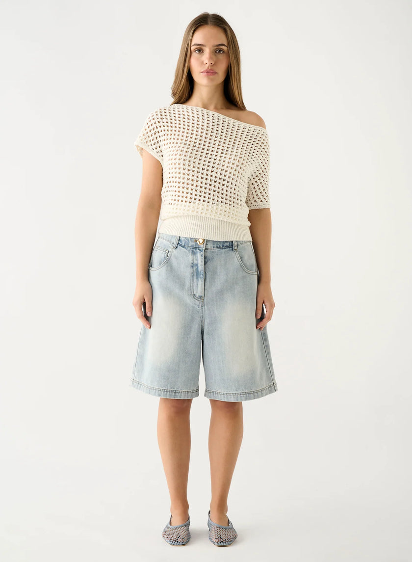ESMAEE Bayview Denim Bermuda Shorts - Ice Blue Denim