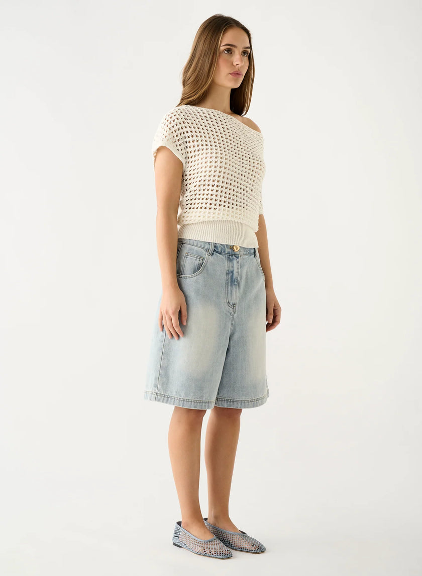ESMAEE Bayview Denim Bermuda Shorts - Ice Blue Denim
