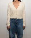 HONEY Short Button Cashmere Cardigan - Cream