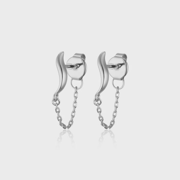 F+H Studios Wave Chain Studs - Sterling Silver