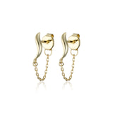 F+H Studios Wave Chain Studs - Silver + 18K Gold