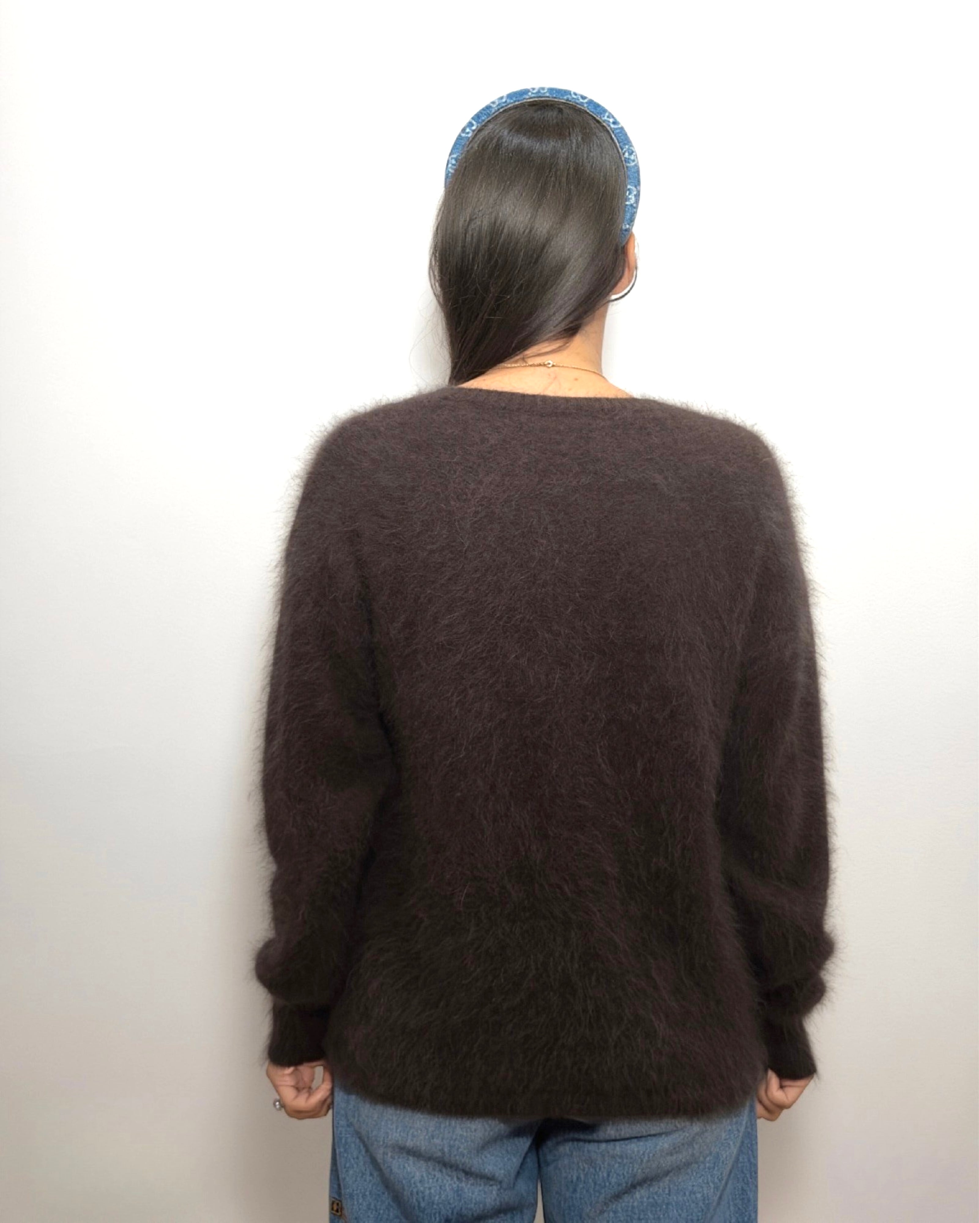 HONEY L/S V Neck Cashmere Knit - Chocolate