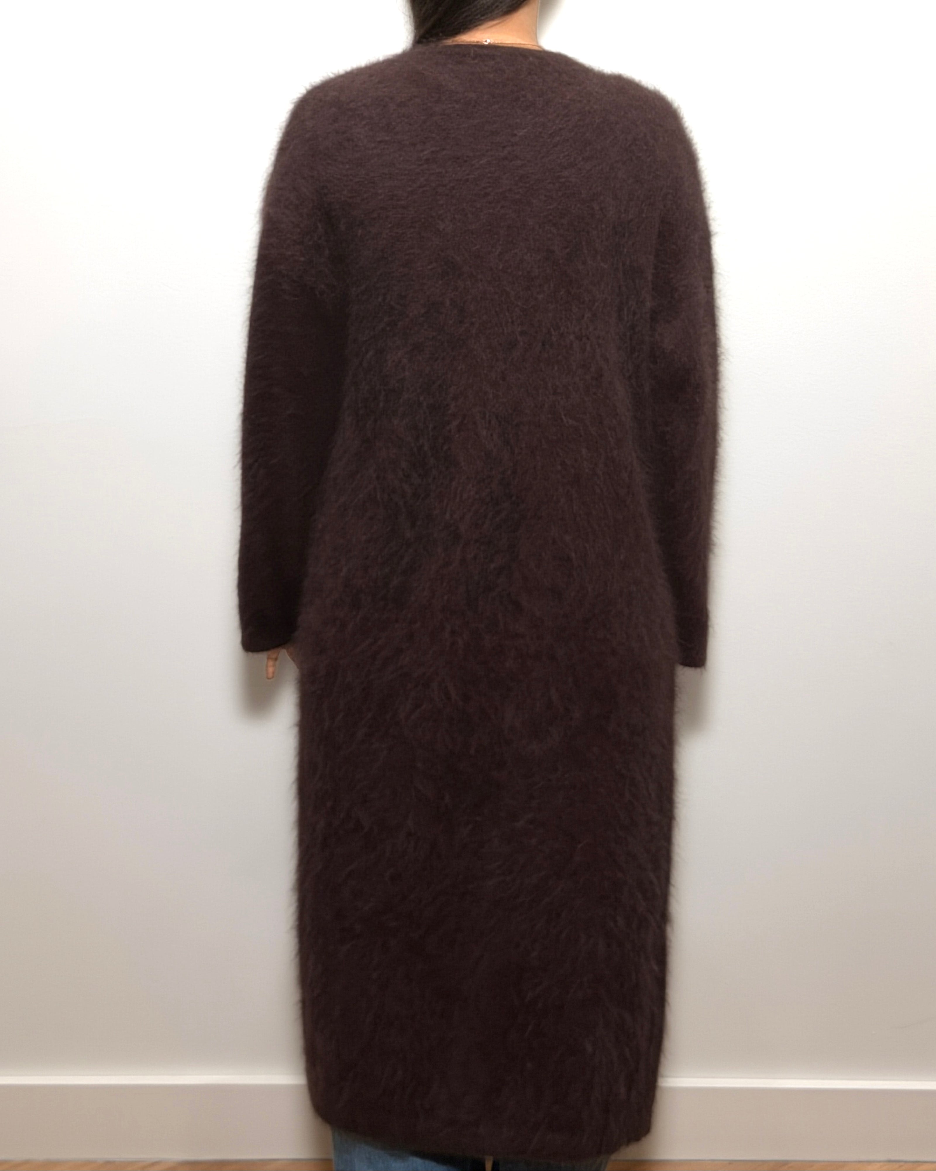 HONEY Long Pocket Cashmere Cardigan - Chocolate
