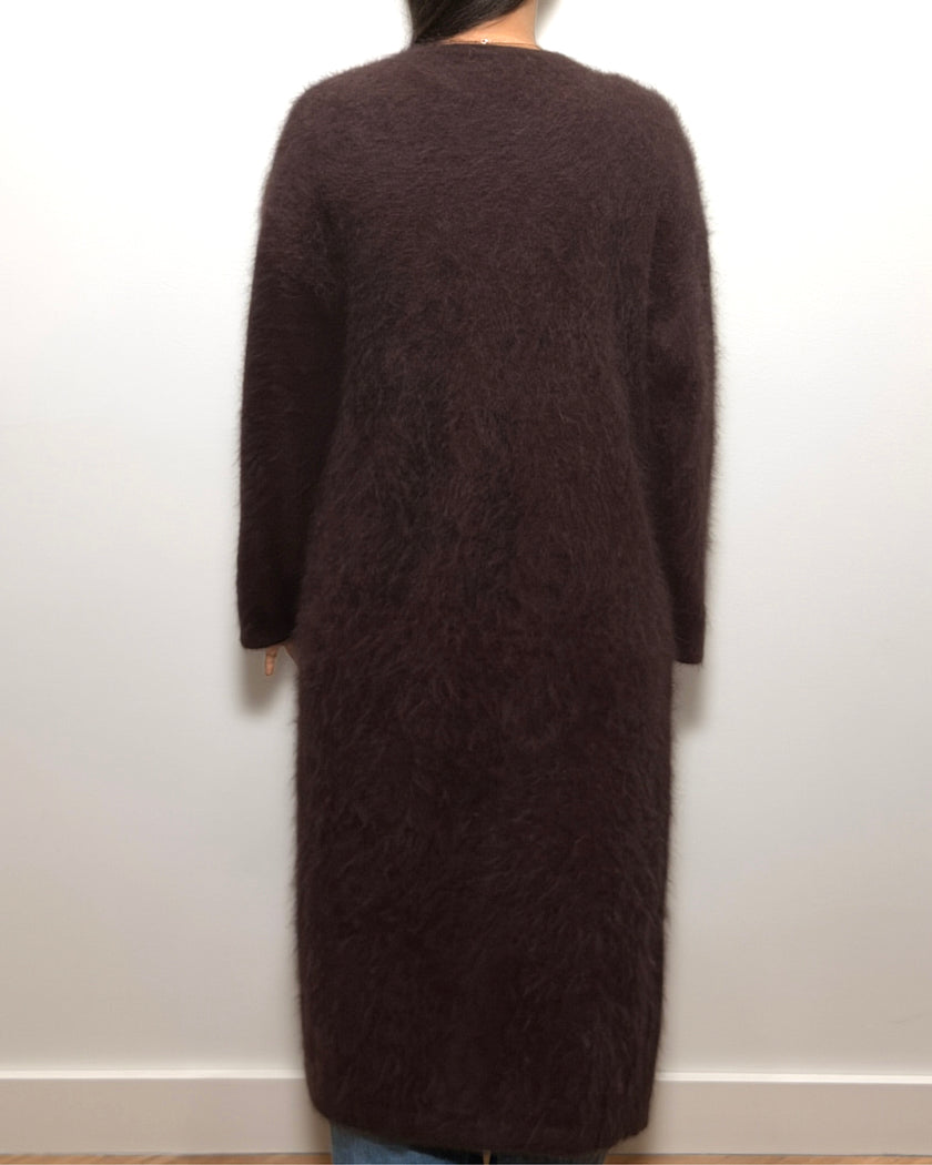 HONEY Long Pocket Cashmere Cardigan - Chocolate