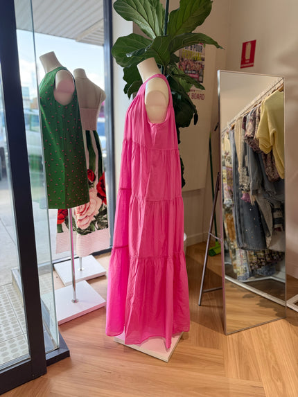 Devotion Twins Lack Dress - Fuchsia