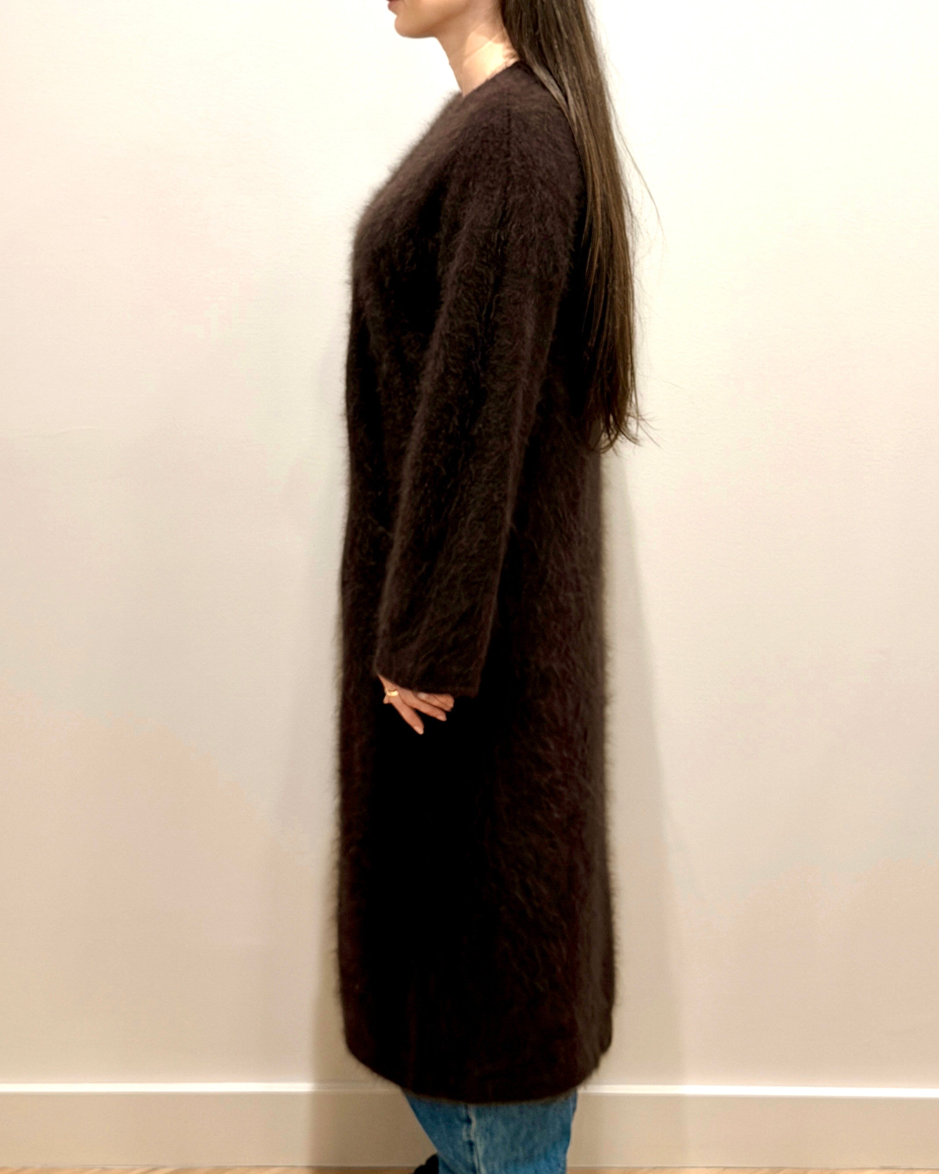 HONEY Long Pocket Cashmere Cardigan - Chocolate