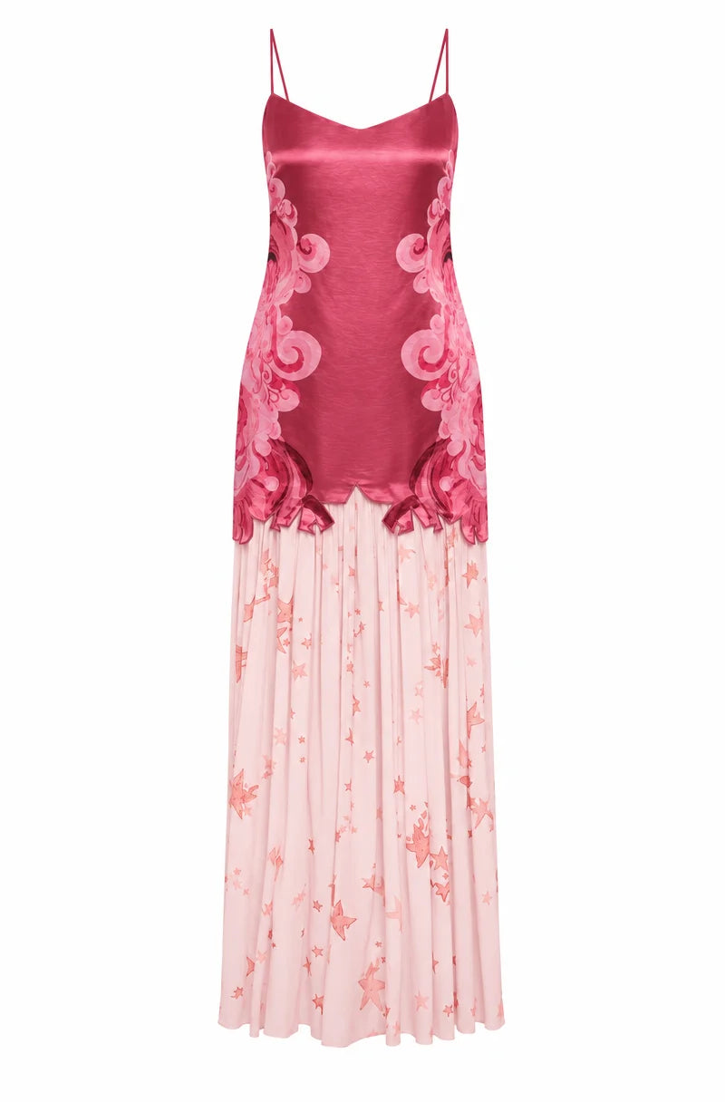 Antipodean Runaway Star Drop Waist Gown - Crimson